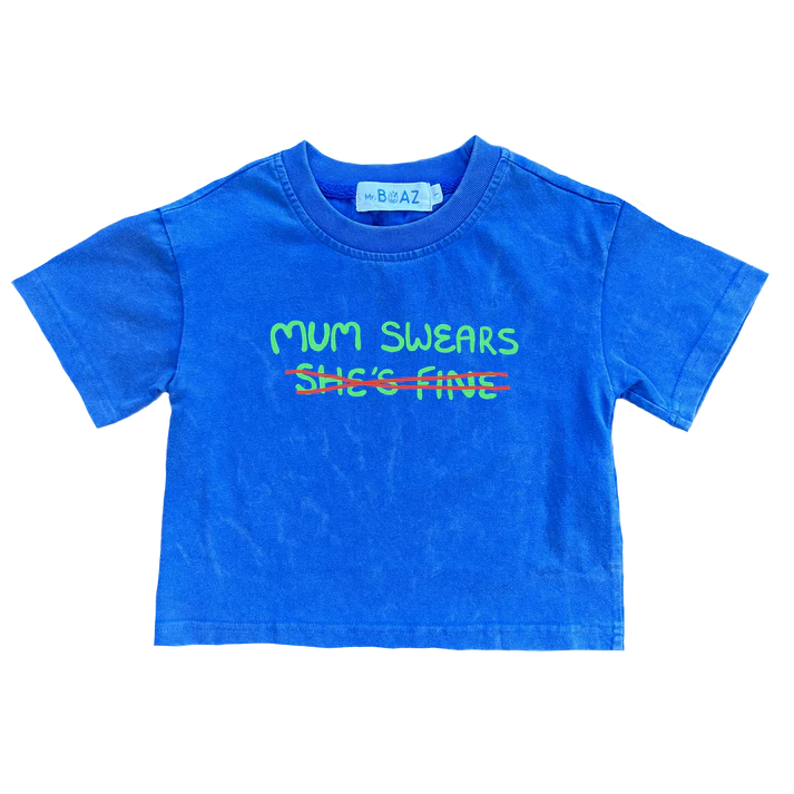 Mr Boaz - Mum swears she's fine (acid wash blue) - Oversized tee