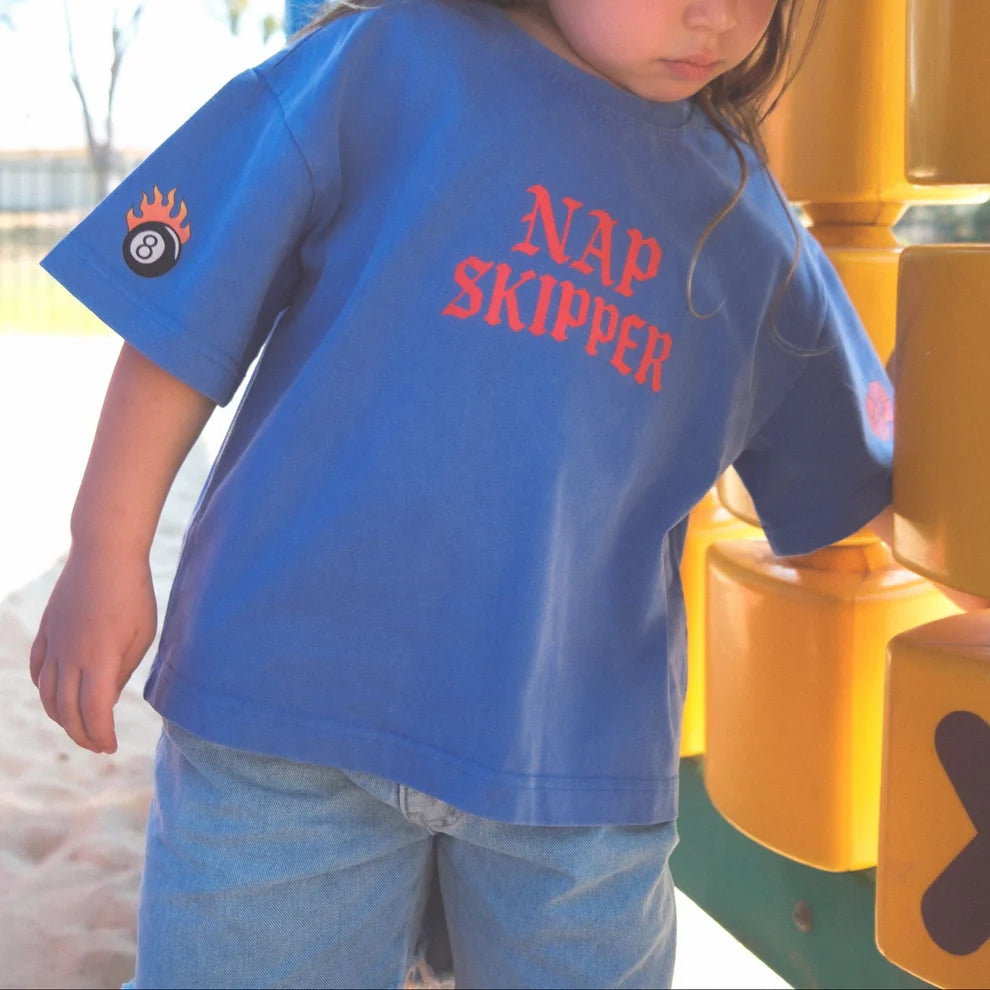 Mr Boaz- Nap Skipper (acid wash blue) - Oversized Toddler Tee
