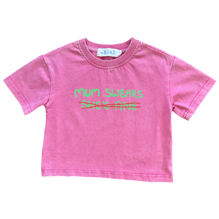 Mr Boaz - Mum swears she's fine (acid wash pink) - Over Sized Tea